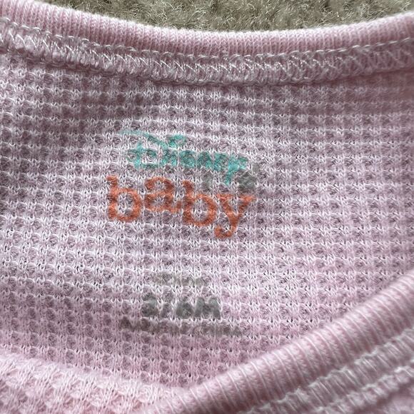 Disney Baby Pink Minnie Mouse Waffle Knit Long Sleeve One Piece Set of 2 - Picture 6 of 14